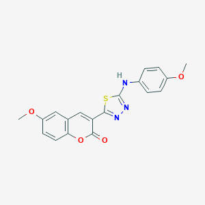 molecular formula C19H15N3O4S B409123 6-Methoxy-3-[5-(4-methoxy-phenylamino)-[1,3,4]thiadiazol-2-yl]-chromen-2-one 