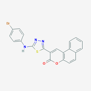 molecular formula C21H12BrN3O2S B409124 2-[5-(4-Bromo-phenylamino)-[1,3,4]thiadiazol-2-yl]-benzo[f]chromen-3-one 