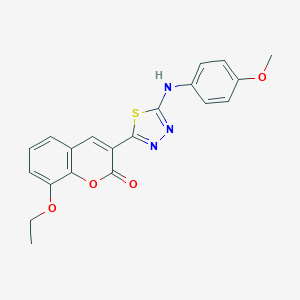 molecular formula C20H17N3O4S B409126 8-Ethoxy-3-[5-(4-methoxy-phenylamino)-[1,3,4]thiadiazol-2-yl]-chromen-2-one 