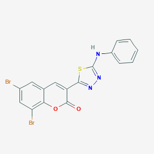 molecular formula C17H9Br2N3O2S B409128 6,8-dibromo-3-[5-(phenylamino)-1,3,4-thiadiazol-2-yl]-2H-chromen-2-one 