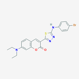 molecular formula C21H19BrN4O2S B409130 3-[5-(4-Bromo-phenylamino)-[1,3,4]thiadiazol-2-yl]-7-diethylamino-chromen-2-one 