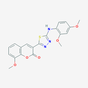 molecular formula C20H17N3O5S B409131 3-(5-{[2,4-bis(methyloxy)phenyl]amino}-1,3,4-thiadiazol-2-yl)-8-(methyloxy)-2H-chromen-2-one 