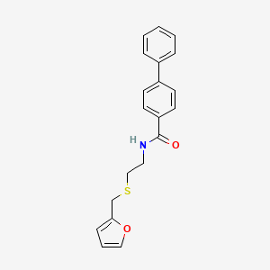 molecular formula C20H19NO2S B4091352 N-{2-[(furan-2-ylmethyl)sulfanyl]ethyl}biphenyl-4-carboxamide 