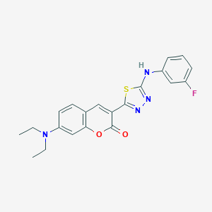 molecular formula C21H19FN4O2S B409136 7-(diethylamino)-3-{5-[(3-fluorophenyl)amino]-1,3,4-thiadiazol-2-yl}-2H-chromen-2-one 