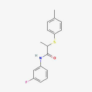 molecular formula C16H16FNOS B4091361 N-(3-fluorophenyl)-2-[(4-methylphenyl)sulfanyl]propanamide 