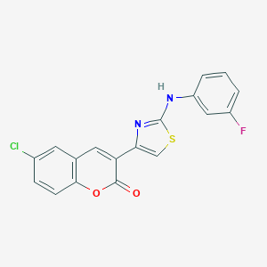 molecular formula C18H10ClFN2O2S B409138 6-chloro-3-{2-[(3-fluorophenyl)amino]-1,3-thiazol-4-yl}-2H-chromen-2-one 