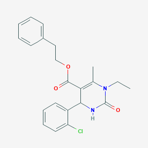 molecular formula C22H23ClN2O3 B409142 2-Phenylethyl 4-(2-chlorophenyl)-1-ethyl-6-methyl-2-oxo-1,2,3,4-tetrahydropyrimidine-5-carboxylate 