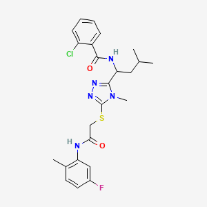 2-chloro-N-[1-[5-[2-(5-fluoro-2-methylanilino)-2-oxoethyl]sulfanyl-4-methyl-1,2,4-triazol-3-yl]-3-methylbutyl]benzamide