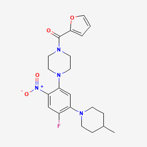 molecular formula C21H25FN4O4 B4091464 [4-[4-Fluoro-5-(4-methylpiperidin-1-yl)-2-nitrophenyl]piperazin-1-yl]-(furan-2-yl)methanone 