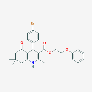 molecular formula C27H28BrNO4 B409147 2-Phenoxyethyl 4-(4-bromophenyl)-2,7,7-trimethyl-5-oxo-1,4,5,6,7,8-hexahydroquinoline-3-carboxylate 