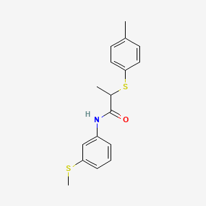 molecular formula C17H19NOS2 B4091486 2-[(4-methylphenyl)sulfanyl]-N-[3-(methylsulfanyl)phenyl]propanamide 