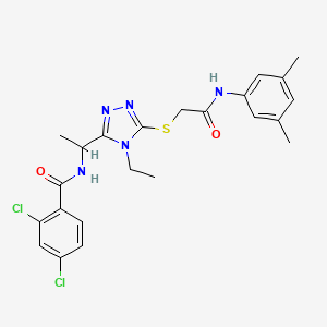 molecular formula C23H25Cl2N5O2S B4091521 2,4-dichloro-N-{1-[5-({2-[(3,5-dimethylphenyl)amino]-2-oxoethyl}sulfanyl)-4-ethyl-4H-1,2,4-triazol-3-yl]ethyl}benzamide 