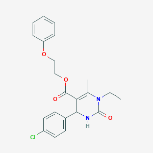 molecular formula C22H23ClN2O4 B409153 2-Phenoxyethyl 4-(4-chlorophenyl)-1-ethyl-6-methyl-2-oxo-1,2,3,4-tetrahydropyrimidine-5-carboxylate 