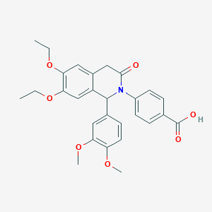 molecular formula C28H29NO7 B4091587 4-[1-(3,4-dimethoxyphenyl)-6,7-diethoxy-3-oxo-3,4-dihydroisoquinolin-2(1H)-yl]benzoic acid 