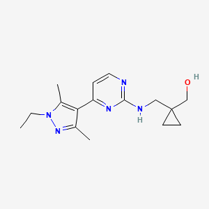 molecular formula C16H23N5O B4091621 [1-({[4-(1-ethyl-3,5-dimethyl-1H-pyrazol-4-yl)pyrimidin-2-yl]amino}methyl)cyclopropyl]methanol 