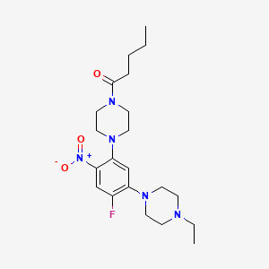 molecular formula C21H32FN5O3 B4091635 1-[4-[5-(4-Ethylpiperazin-1-yl)-4-fluoro-2-nitrophenyl]piperazin-1-yl]pentan-1-one 