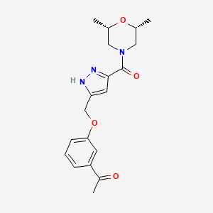 1-[3-[[3-[(2S,6R)-2,6-dimethylmorpholine-4-carbonyl]-1H-pyrazol-5-yl]methoxy]phenyl]ethanone