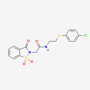 molecular formula C17H15ClN2O4S2 B4091663 N-{2-[(4-CHLOROPHENYL)SULFANYL]ETHYL}-2-(1,1-DIOXIDO-3-OXO-1,2-BENZISOTHIAZOL-2(3H)-YL)ACETAMIDE 