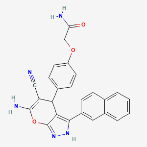 2-{4-[6-amino-5-cyano-3-(2-naphthyl)-1,4-dihydropyrano[2,3-c]pyrazol-4-yl]phenoxy}acetamide