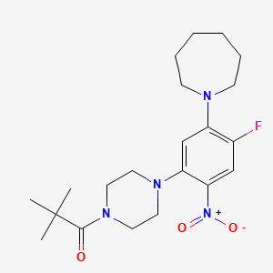 molecular formula C21H31FN4O3 B4091692 1-[4-[5-(Azepan-1-yl)-4-fluoro-2-nitrophenyl]piperazin-1-yl]-2,2-dimethylpropan-1-one 