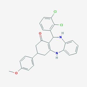 molecular formula C26H22Cl2N2O2 B409171 6-(2,3-Dichlorophenyl)-9-(4-methoxyphenyl)-5,6,8,9,10,11-hexahydrobenzo[b][1,4]benzodiazepin-7-one 
