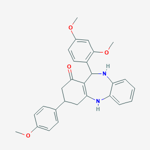 molecular formula C28H28N2O4 B409174 6-(2,4-Dimethoxyphenyl)-9-(4-methoxyphenyl)-5,6,8,9,10,11-hexahydrobenzo[b][1,4]benzodiazepin-7-one 