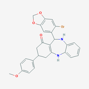 6-(6-Bromo-1,3-benzodioxol-5-yl)-9-(4-methoxyphenyl)-5,6,8,9,10,11-hexahydrobenzo[b][1,4]benzodiazepin-7-one