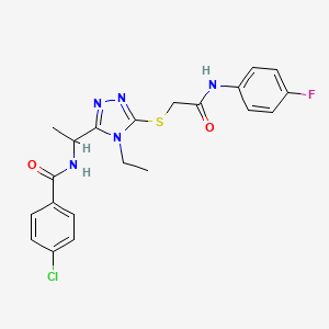 4-chloro-N-{1-[4-ethyl-5-({2-[(4-fluorophenyl)amino]-2-oxoethyl}sulfanyl)-4H-1,2,4-triazol-3-yl]ethyl}benzamide