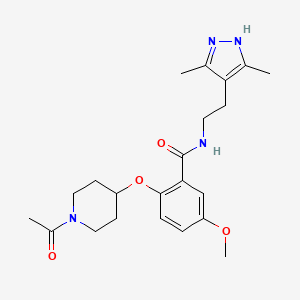 2-[(1-acetyl-4-piperidinyl)oxy]-N-[2-(3,5-dimethyl-1H-pyrazol-4-yl)ethyl]-5-methoxybenzamide