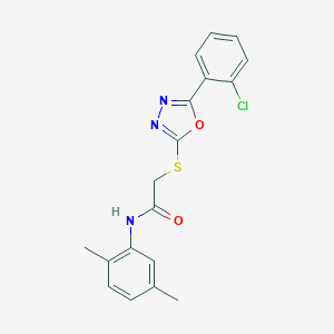 molecular formula C18H16ClN3O2S B409184 2-{[5-(2-chlorophenyl)-1,3,4-oxadiazol-2-yl]sulfanyl}-N-(2,5-dimethylphenyl)acetamide 