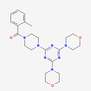 molecular formula C23H31N7O3 B4091846 2-[4-(2-methylbenzoyl)-1-piperazinyl]-4,6-di-4-morpholinyl-1,3,5-triazine 