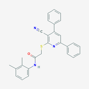 molecular formula C28H23N3OS B409186 2-[(3-cyano-4,6-diphenyl-2-pyridinyl)sulfanyl]-N-(2,3-dimethylphenyl)acetamide 