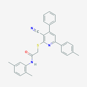 2-((3-Cyano-4-phenyl-6-(p-tolyl)pyridin-2-yl)thio)-N-(2,5-dimethylphenyl)acetamide