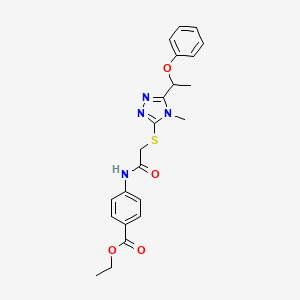 molecular formula C22H24N4O4S B4091935 ethyl 4-[({[4-methyl-5-(1-phenoxyethyl)-4H-1,2,4-triazol-3-yl]sulfanyl}acetyl)amino]benzoate 