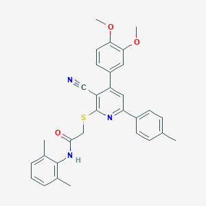 molecular formula C31H29N3O3S B409194 2-{[3-cyano-4-(3,4-dimethoxyphenyl)-6-(4-methylphenyl)-2-pyridinyl]sulfanyl}-N-(2,6-dimethylphenyl)acetamide 