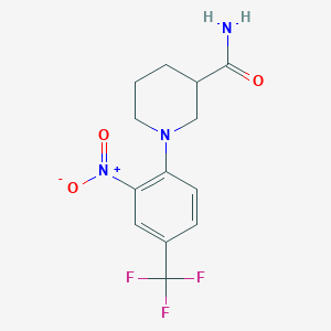 molecular formula C13H14F3N3O3 B4091968 1-[2-Nitro-4-(trifluoromethyl)phenyl]piperidine-3-carboxamide 