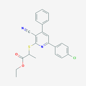 Ethyl 2-{[6-(4-chlorophenyl)-3-cyano-4-phenyl-2-pyridinyl]sulfanyl}propanoate