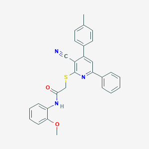 molecular formula C28H23N3O2S B409199 2-{[3-cyano-4-(4-methylphenyl)-6-phenyl-2-pyridinyl]sulfanyl}-N-(2-methoxyphenyl)acetamide 