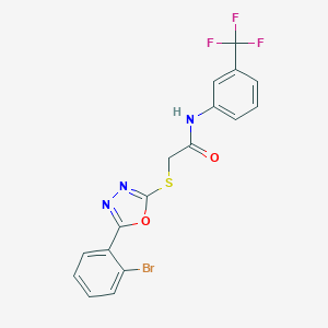 molecular formula C17H11BrF3N3O2S B409200 2-{[5-(2-bromophenyl)-1,3,4-oxadiazol-2-yl]sulfanyl}-N-[3-(trifluoromethyl)phenyl]acetamide 