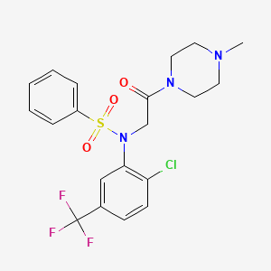 molecular formula C20H21ClF3N3O3S B4092001 N-[2-chloro-5-(trifluoromethyl)phenyl]-N-[2-(4-methylpiperazin-1-yl)-2-oxoethyl]benzenesulfonamide 