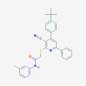 2-{[4-(4-tert-butylphenyl)-3-cyano-6-phenyl-2-pyridinyl]sulfanyl}-N-(3-methylphenyl)acetamide