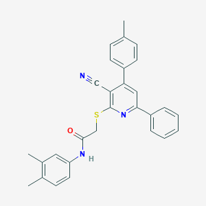 2-((3-Cyano-6-phenyl-4-(p-tolyl)pyridin-2-yl)thio)-N-(3,4-dimethylphenyl)acetamide