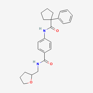 molecular formula C24H28N2O3 B4092077 4-{[(1-phenylcyclopentyl)carbonyl]amino}-N-(tetrahydro-2-furanylmethyl)benzamide 