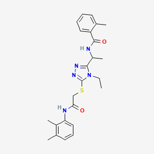 molecular formula C24H29N5O2S B4092110 N-{1-[5-({2-[(2,3-dimethylphenyl)amino]-2-oxoethyl}sulfanyl)-4-ethyl-4H-1,2,4-triazol-3-yl]ethyl}-2-methylbenzamide 