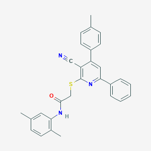 2-{[3-cyano-4-(4-methylphenyl)-6-phenyl-2-pyridinyl]sulfanyl}-N-(2,5-dimethylphenyl)acetamide