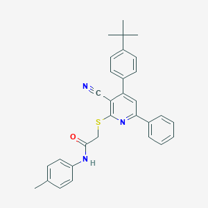 2-[4-(4-tert-butylphenyl)-3-cyano-6-phenylpyridin-2-yl]sulfanyl-N-(4-methylphenyl)acetamide