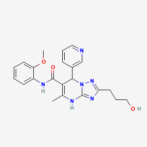 molecular formula C22H24N6O3 B4092156 2-(3-HYDROXYPROPYL)-N-(2-METHOXYPHENYL)-5-METHYL-7-(PYRIDIN-3-YL)-4H,7H-[1,2,4]TRIAZOLO[1,5-A]PYRIMIDINE-6-CARBOXAMIDE 