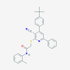 molecular formula C31H29N3OS B409216 2-[4-(4-tert-butylphenyl)-3-cyano-6-phenylpyridin-2-yl]sulfanyl-N-(2-methylphenyl)acetamide CAS No. 332127-83-0