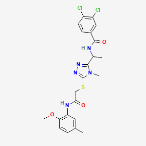 molecular formula C22H23Cl2N5O3S B4092168 3,4-dichloro-N-{1-[5-({2-[(2-methoxy-5-methylphenyl)amino]-2-oxoethyl}sulfanyl)-4-methyl-4H-1,2,4-triazol-3-yl]ethyl}benzamide 