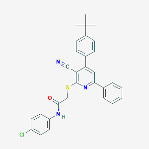 2-{[4-(4-tert-butylphenyl)-3-cyano-6-phenyl-2-pyridinyl]sulfanyl}-N-(4-chlorophenyl)acetamide